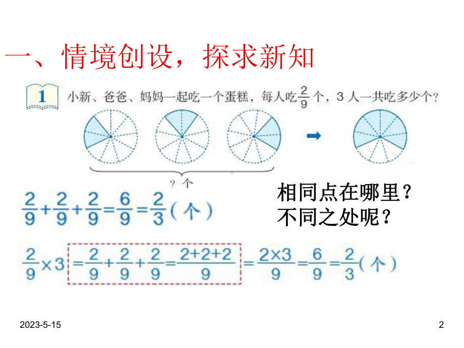 最新人教版六年级数学上册课件：第一单元--分数乘整数1.ppt_第2页