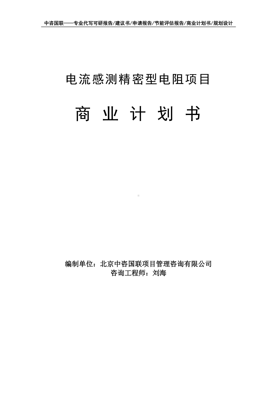 电流感测精密型电阻项目商业计划书写作模板-融资招商.doc_第1页