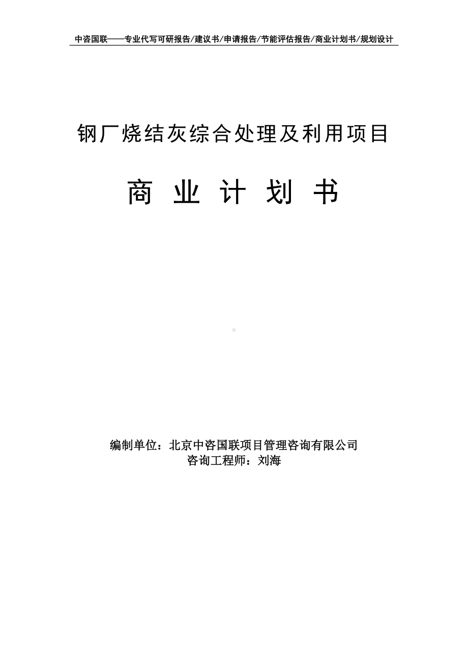 钢厂烧结灰综合处理及利用项目商业计划书写作模板-融资招商.doc_第1页