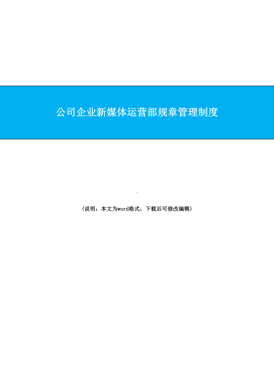 2020年公司企业新媒体运营部规章管理制度(DOC 14页).doc_第1页