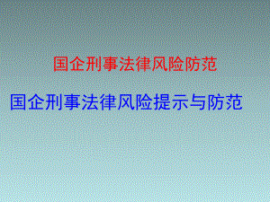 国企刑事法律风险防范普法讲座课件.ppt