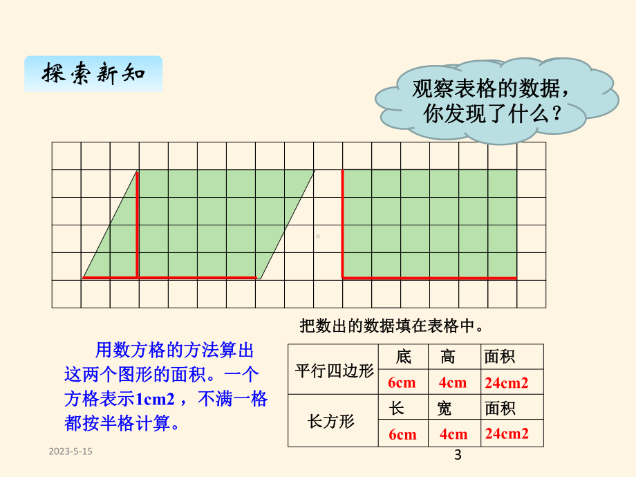 最新西师版小学五年级上册数学课件：五、1平行四边形的面积1.pptx_第3页