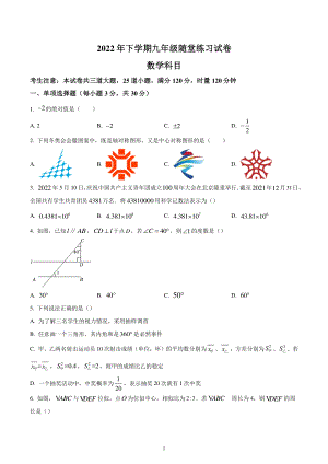 湖南省长沙市中雅培萃学校2022-2023学年九年级上学期第三次随堂练习数学试卷.pdf