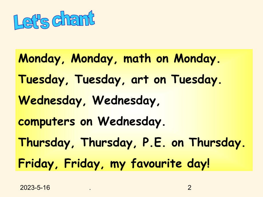 最新人教PEP版英语五年级上册Unit-2《My-week》(B-Let’s-learn-)课件.ppt_第2页