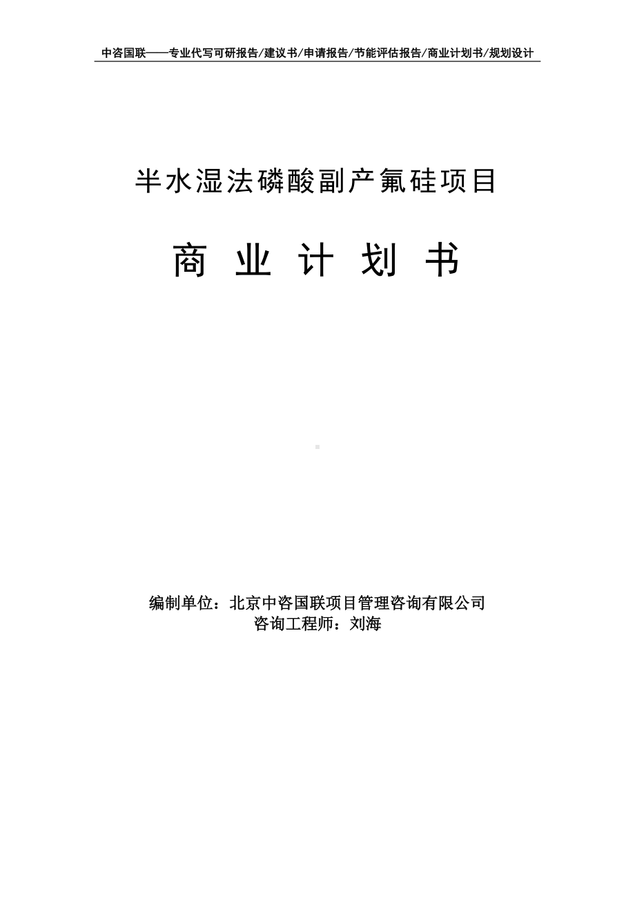 半水湿法磷酸副产氟硅项目商业计划书写作模板-融资招商.doc_第1页