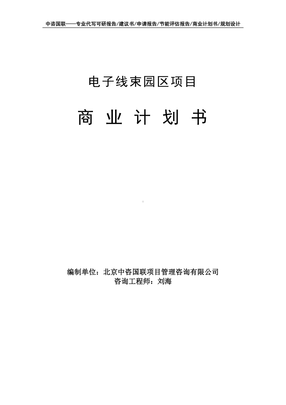 电子线束园区项目商业计划书写作模板-融资招商.doc_第1页