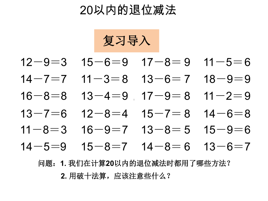 最新人教版一年级数学下册第二单元20以内的退位减法整理和复习课件.ppt_第2页