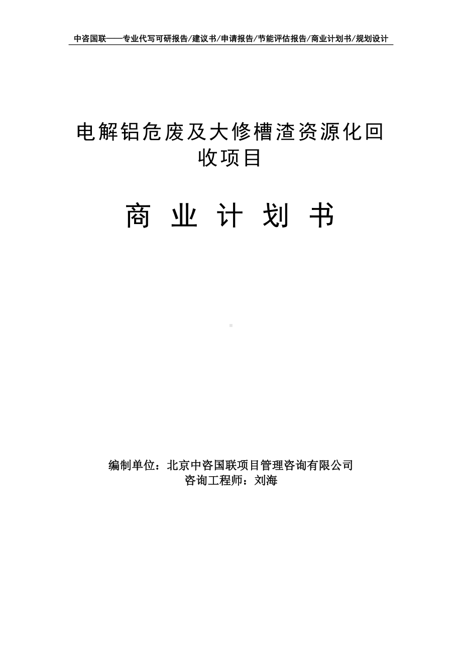 电解铝危废及大修槽渣资源化回收项目商业计划书写作模板-融资招商.doc_第1页