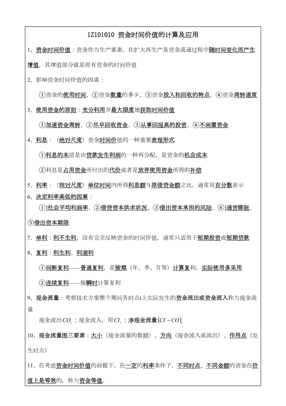 (一级建造师)建设工程经济笔记3p(DOC 24页).docx_第1页