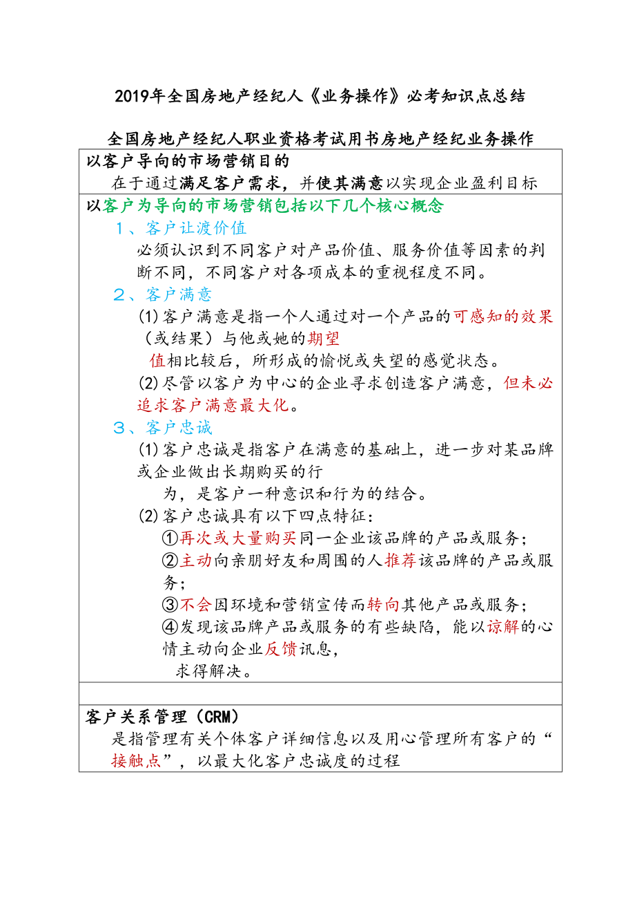 2019年全国房地产经纪人《业务操作》必考知识点总结(DOC 105页).doc_第1页