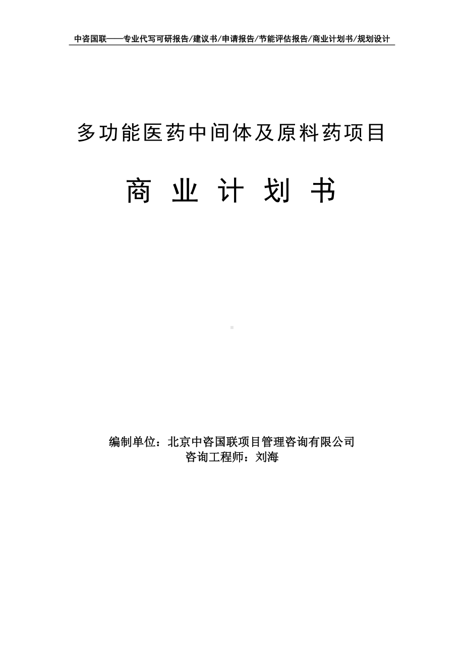 多功能医药中间体及原料药项目商业计划书写作模板-融资招商.doc_第1页