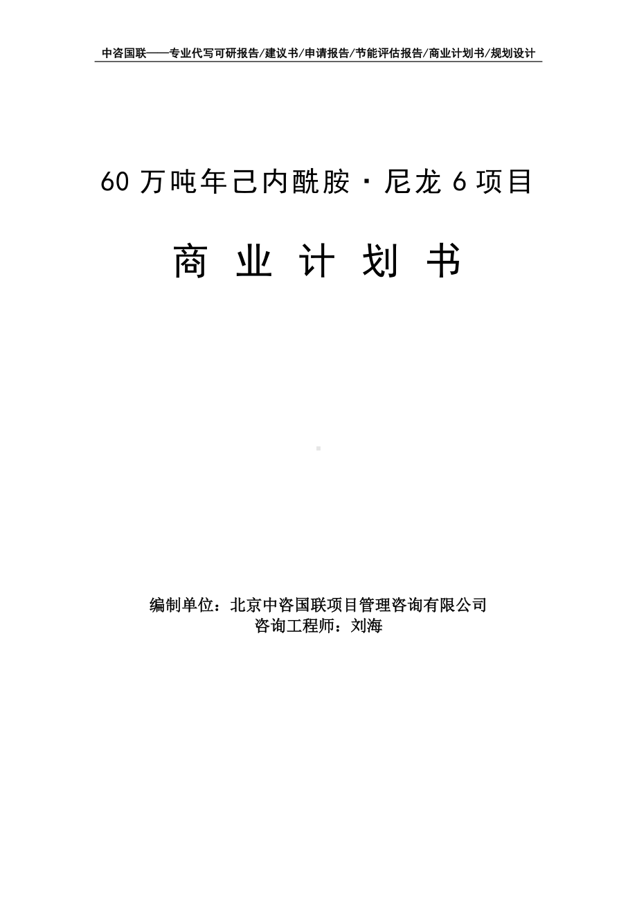 60万吨年己内酰胺·尼龙6项目商业计划书写作模板-融资招商.doc_第1页