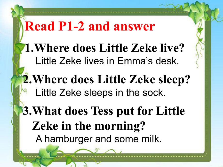 最新冀教版五年级英语下册课件：Lesson-24-A-Gift-for-Little-Zeke.ppt_第3页