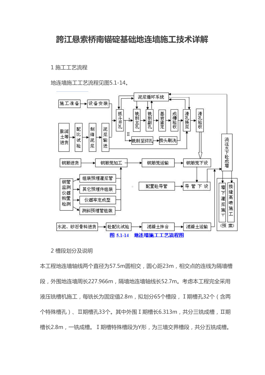 a跨江悬索桥南锚碇基础地连墙施工技术详解讲课教案(DOC 24页).doc_第1页