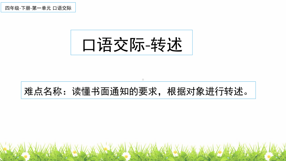 最新人教部编版小学四年级语文下册《口语交际-转述》教学课件.pptx_第1页