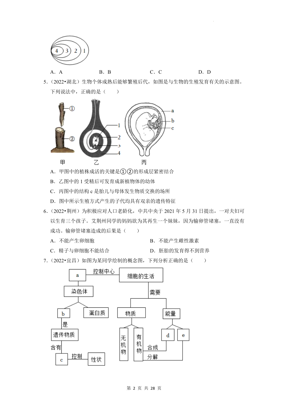 2023中考生物考前刷题：8生物的生殖、发育与遗传 模拟试题汇编（含答案解析）.docx_第2页