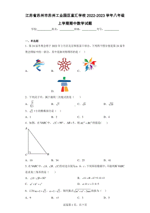 江苏省苏州市苏州工业园区星汇学校2022-2023学年八年级上学期期中数学试题.pdf