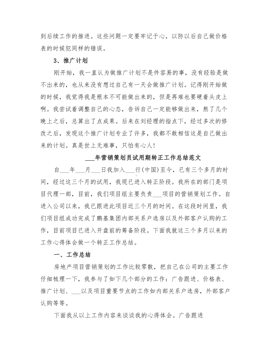 2022年营销策划员试用期转正工作总结(DOC 10页).doc_第3页