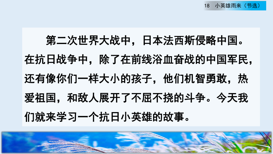 新部编版四年级语文下册18《小英雄雨来(节选)》第一课时教学课件.pptx_第2页