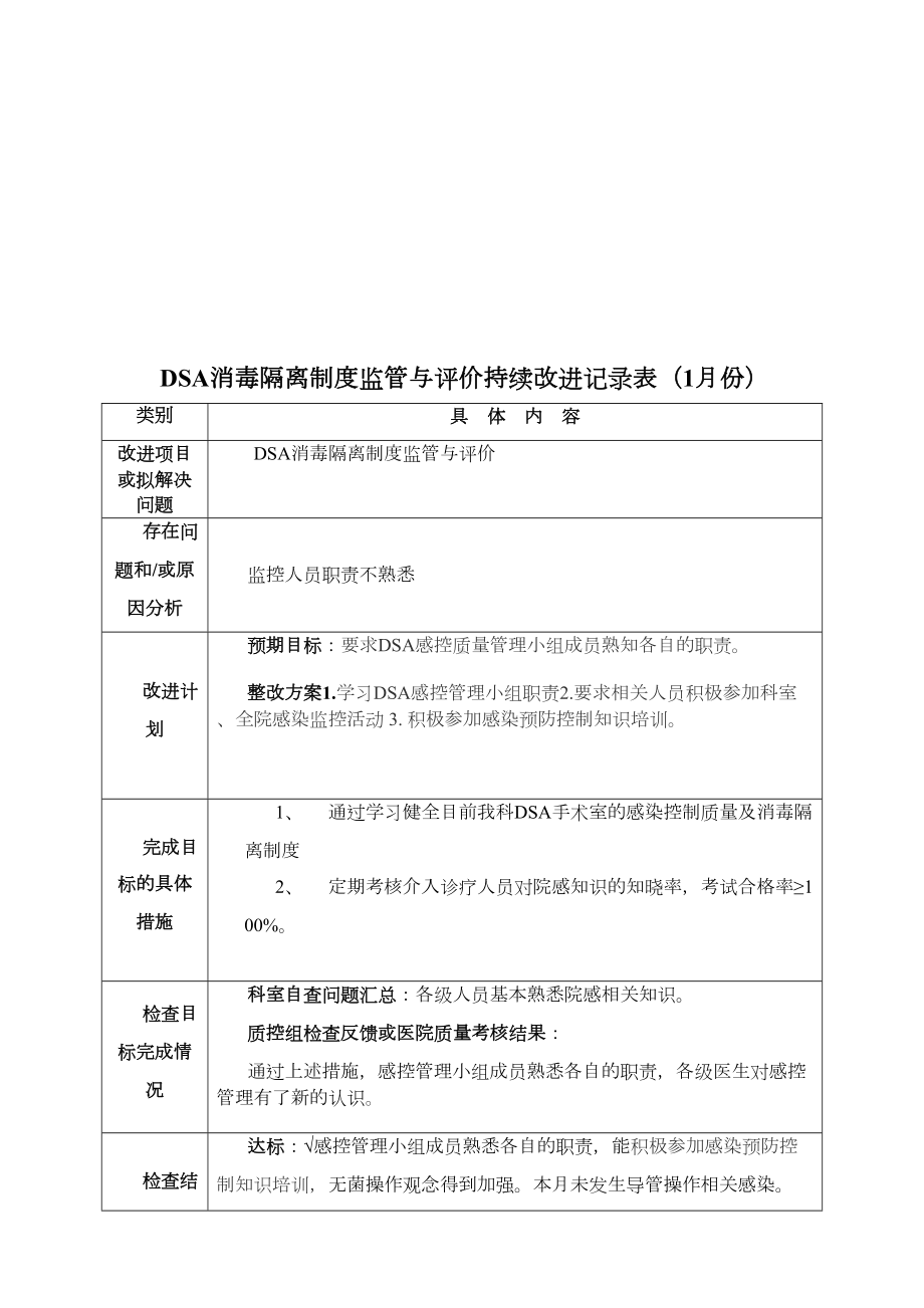 DSA消毒隔离制度监管与评价持续改进记录表(DOC 12页).doc_第1页