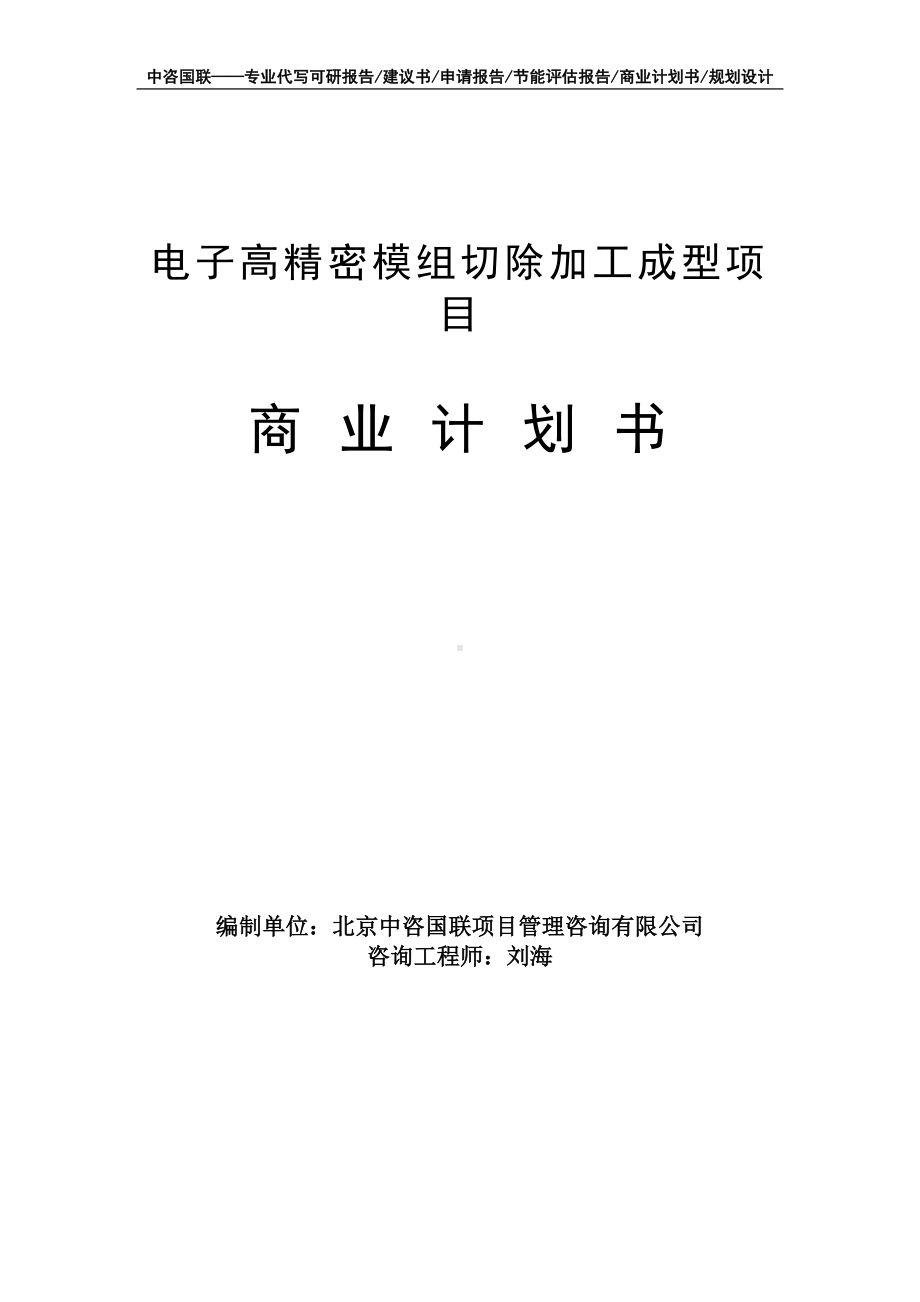 电子高精密模组切除加工成型项目商业计划书写作模板-融资招商.doc_第1页