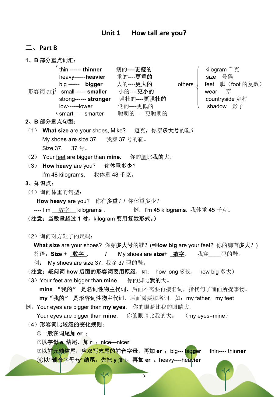 PEP版六年级下册英语各单元复习重点(7).doc_第3页