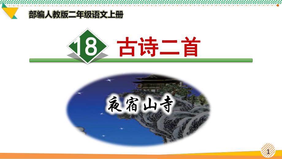 最新部编人教版二年级语文上册《古诗二首-夜宿山寺-敕勒歌》优质课件.ppt_第1页