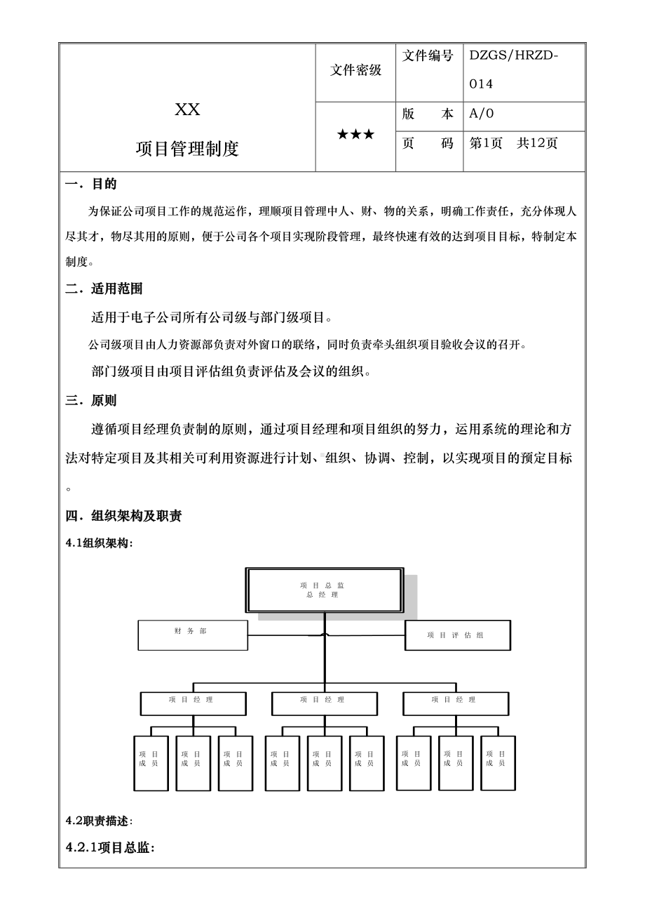 XX公司项目管理制度(DOC 19页).doc_第1页