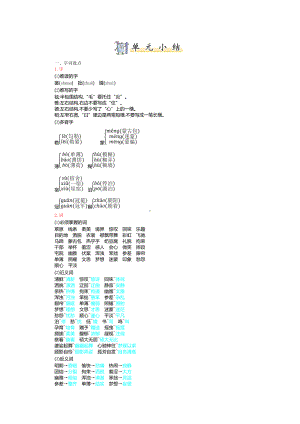 新部编人教版六年级上册语文第一单元复习知识点小结.doc