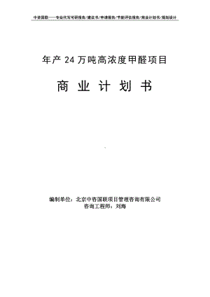 年产24万吨高浓度甲醛项目商业计划书写作模板-融资招商.doc