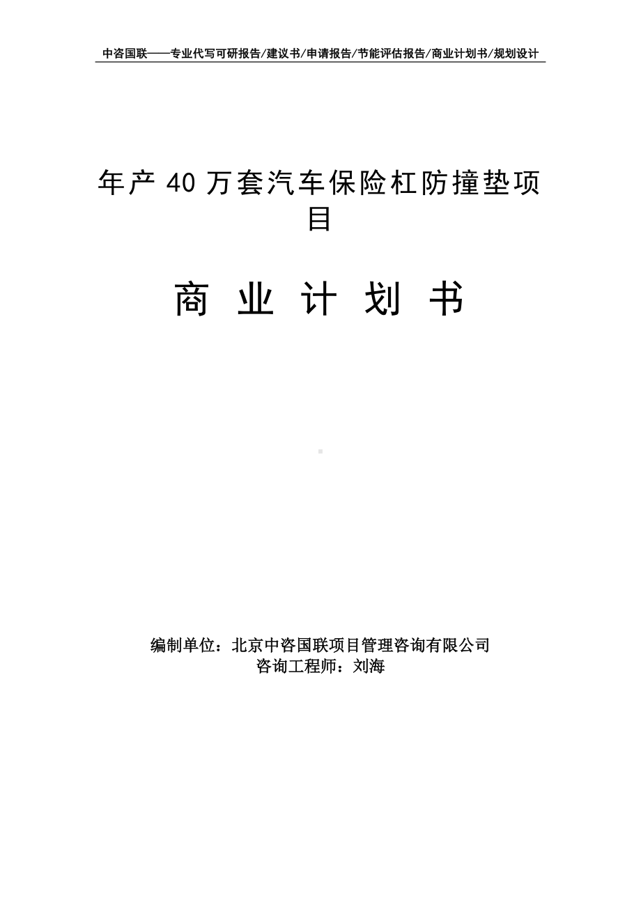 年产40万套汽车保险杠防撞垫项目商业计划书写作模板-融资招商.doc_第1页