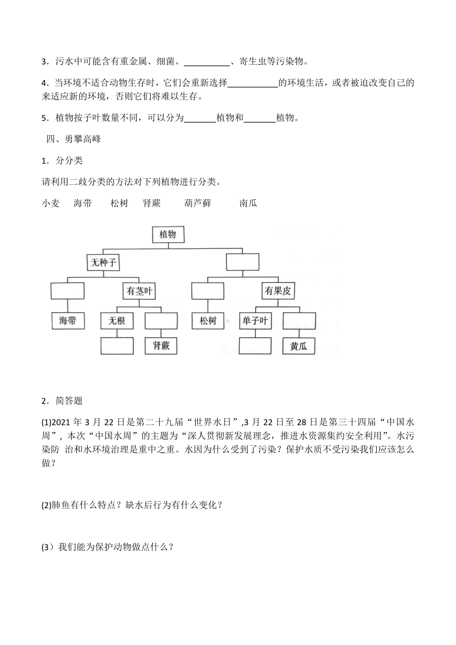 科学青岛版六年级下册（2023年新编）第二单元 生物与环境 单元检测题3.docx_第3页