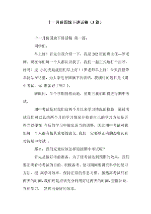 新整理十一月份国旗下讲话稿(3篇).doc