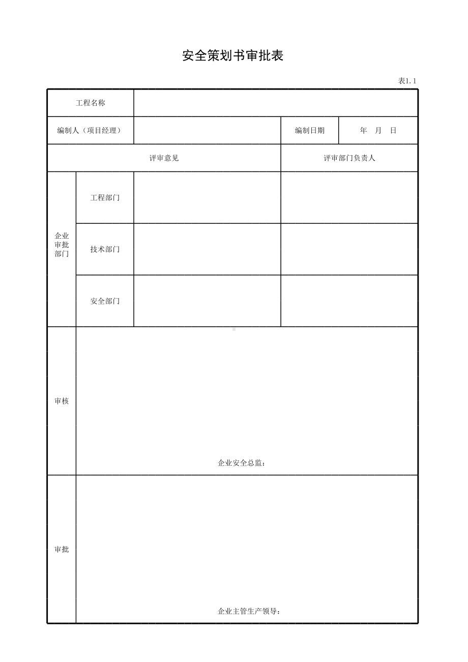 安全策划书审批表参考模板范本.xls_第1页