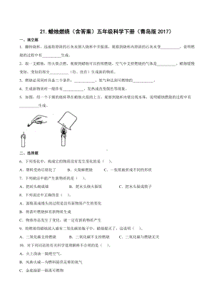 科学青岛版五年级下册（2022年新编）21 蜡烛燃烧 当堂达标题.docx