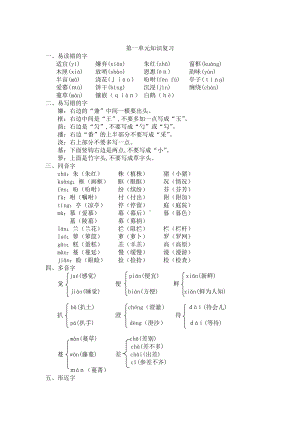 新人教版部编本五年级上册语文第1单元知识复习-资料.doc