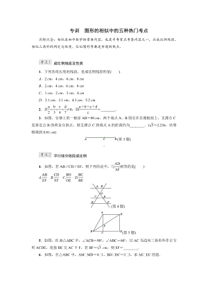 新版（冀教版适用）初三数学上册《专训-图形的相似中的五种热门考点》.doc