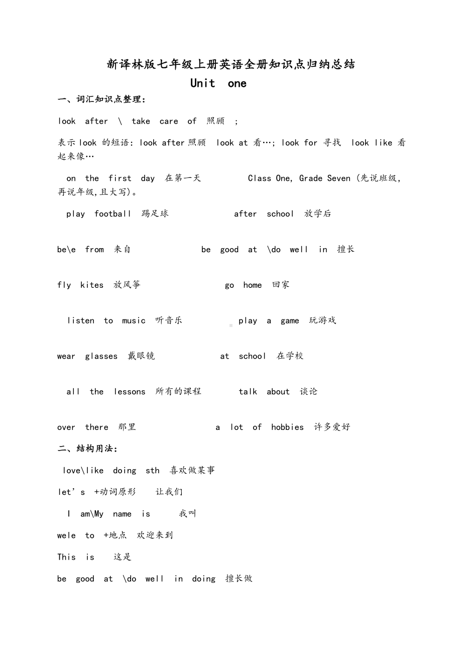 新译林版七年级上册英语全册知识点归纳总结.doc_第1页