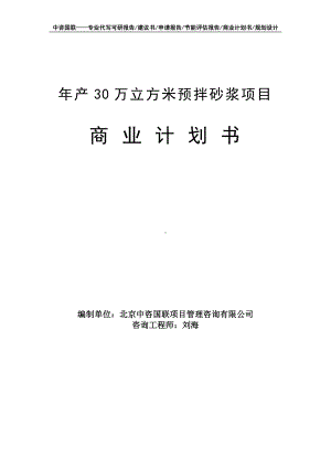 年产30万立方米预拌砂浆项目商业计划书写作模板-融资招商.doc