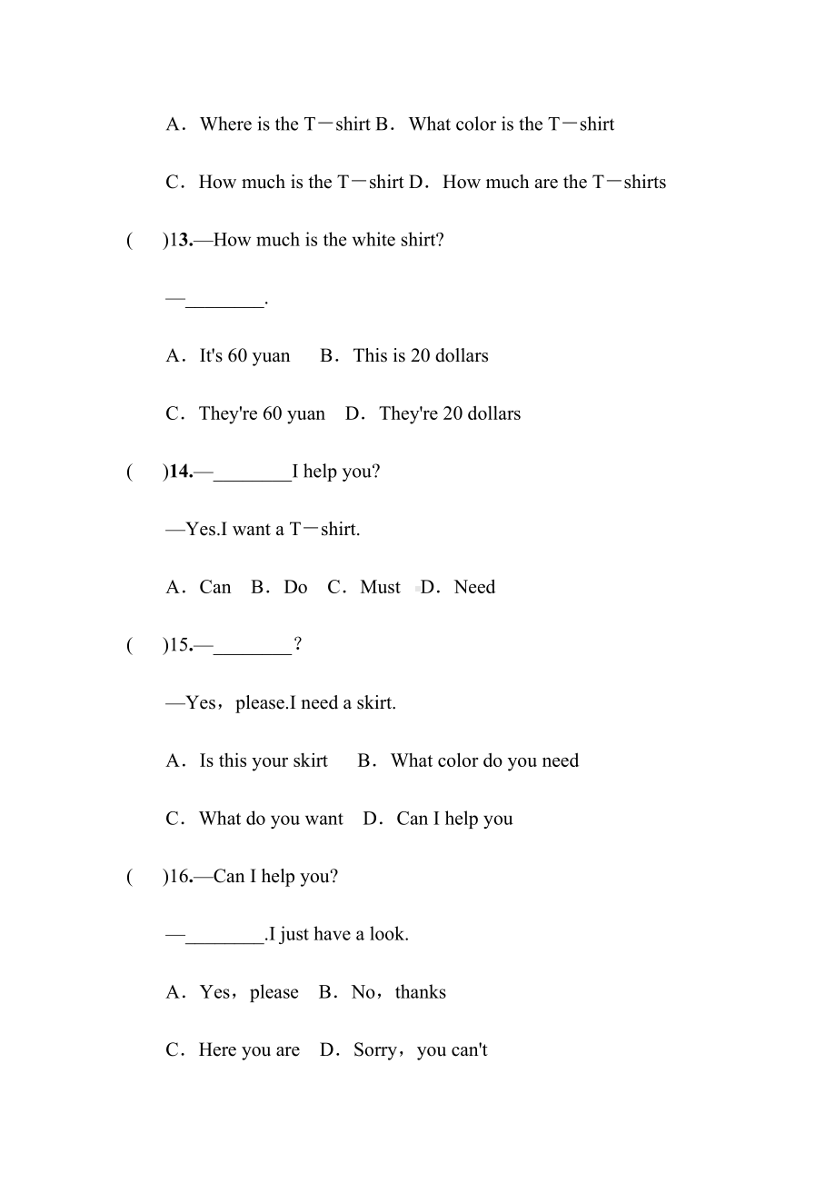 新目标七年级上册英语Unit-7-Section-B-(3a-Self-Check)练习题及答案二.docx_第3页