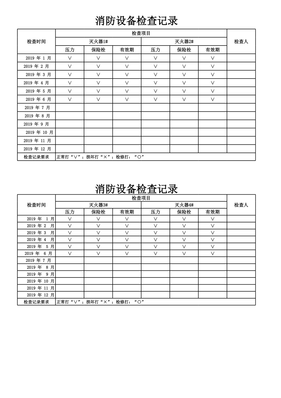 13消防设备检查记录参考模板范本.xls_第1页