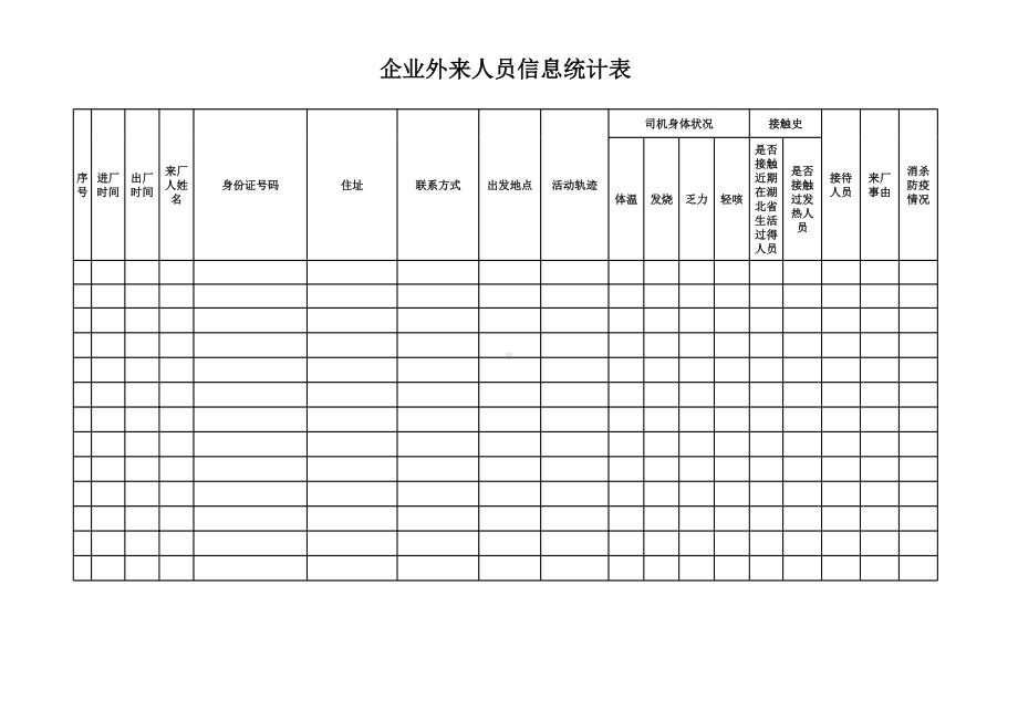 （春节）企业外来人员信息统计表参考模板范本.xls_第1页