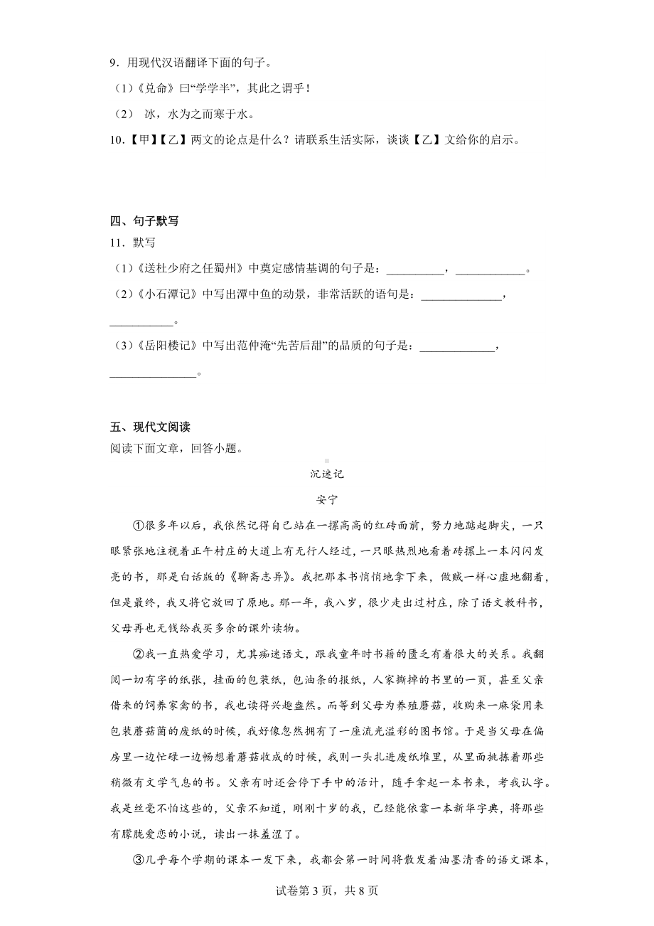 2023年江西省南昌市新建区中考二模语文试题.docx_第3页