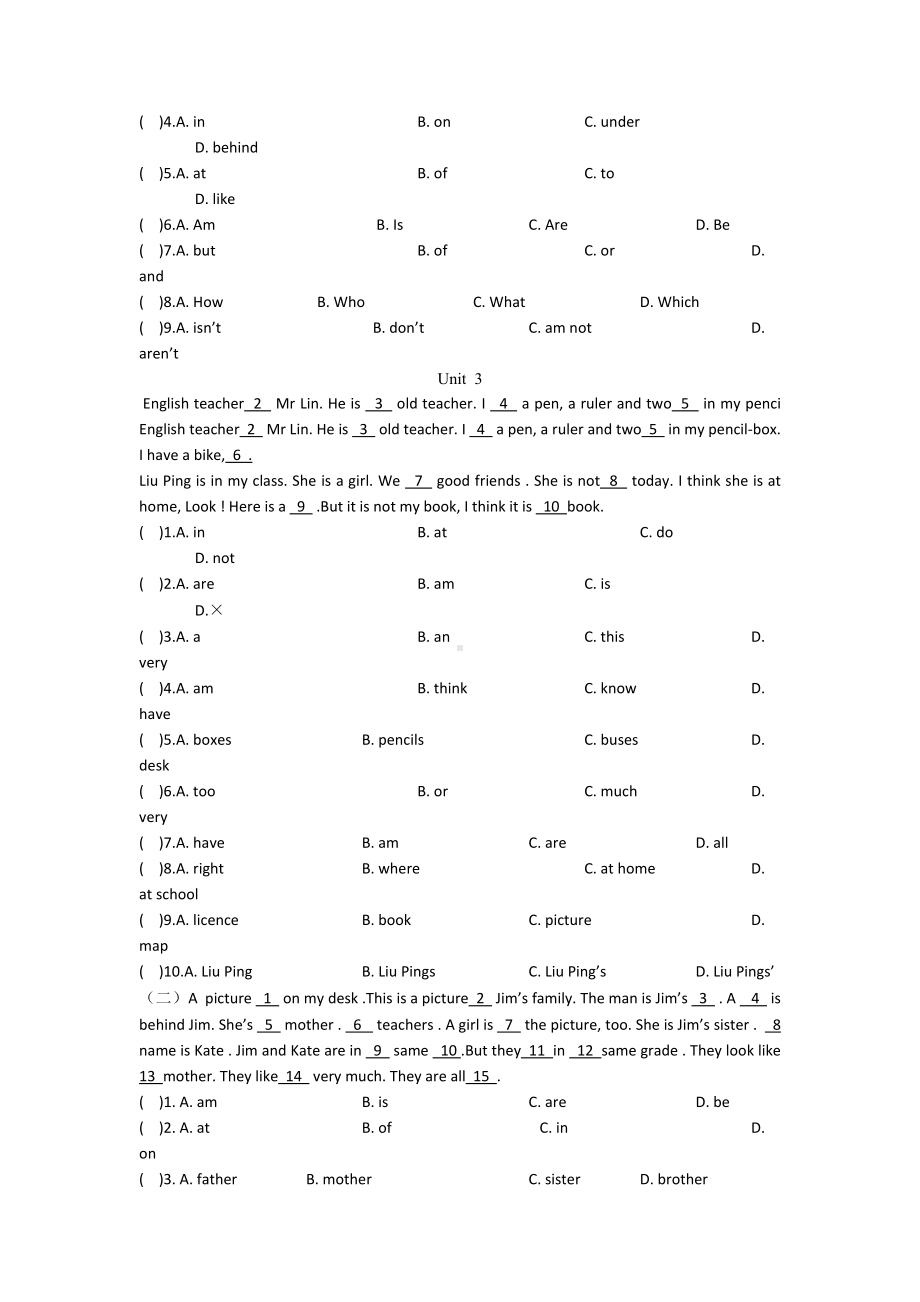 新六年级英语完形填空60篇(含答案和讲解).doc_第2页