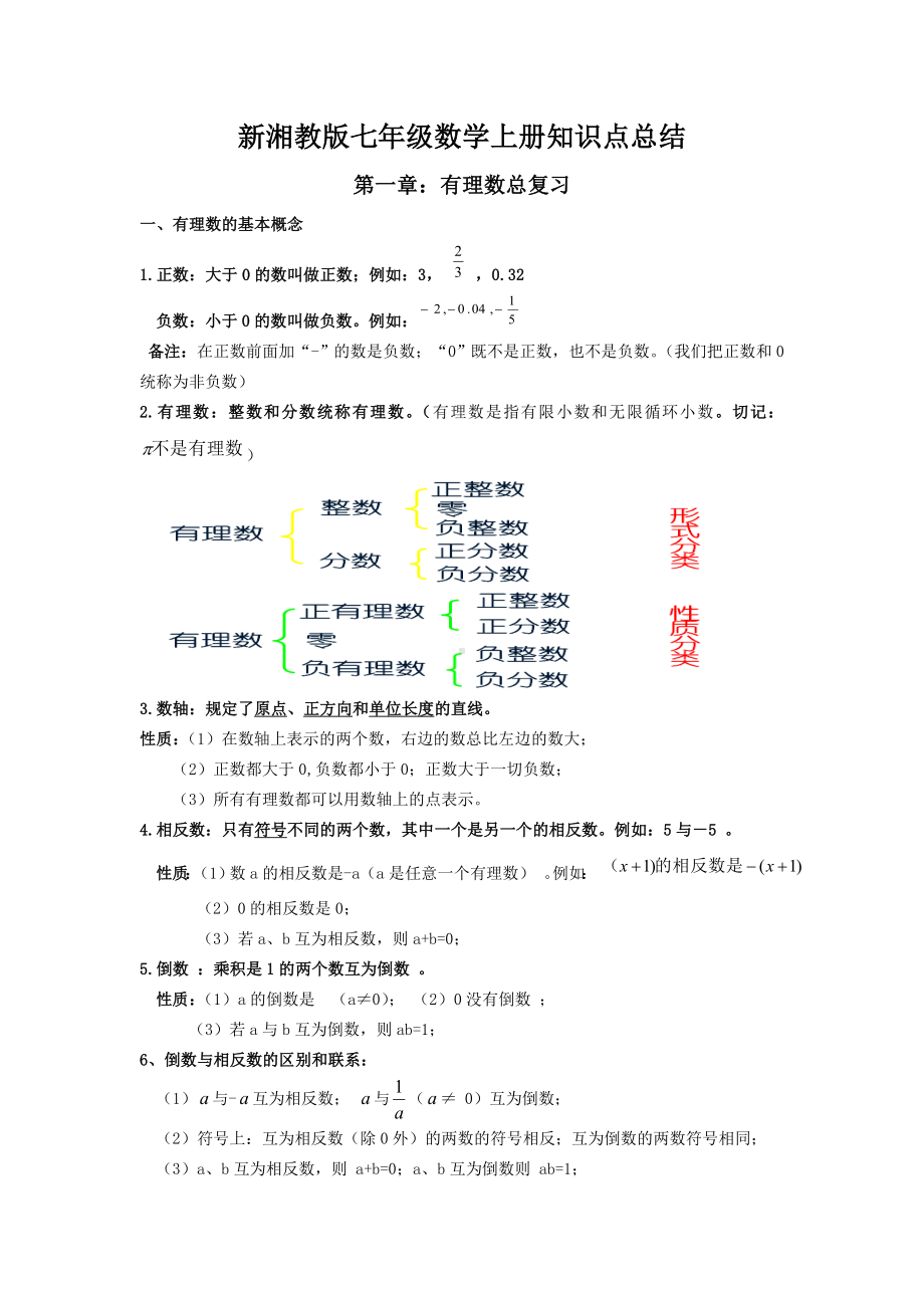 新湘教版七年级数学上知识点总结-.doc_第1页