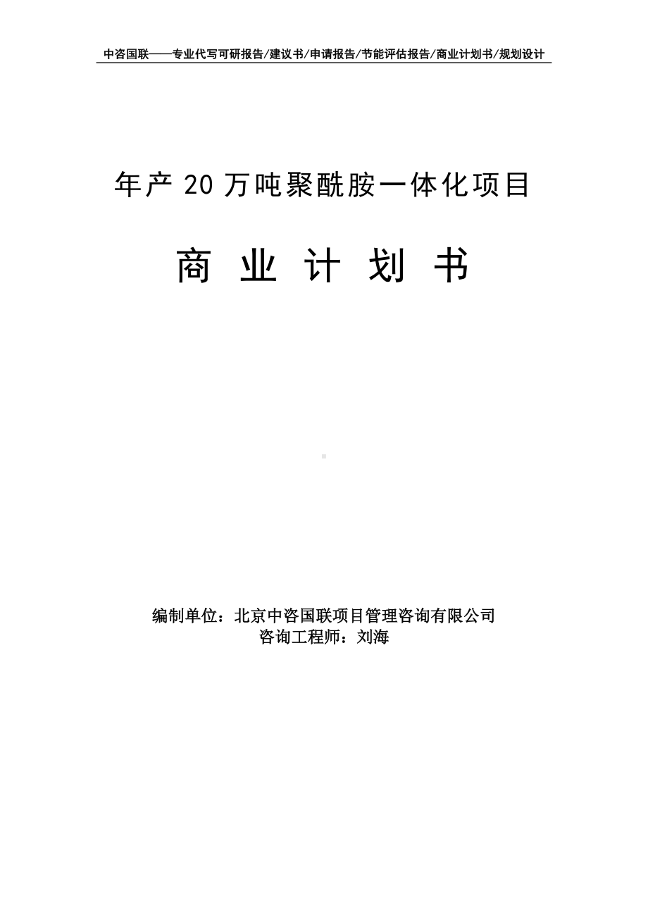 年产20万吨聚酰胺一体化项目商业计划书写作模板-融资招商.doc_第1页