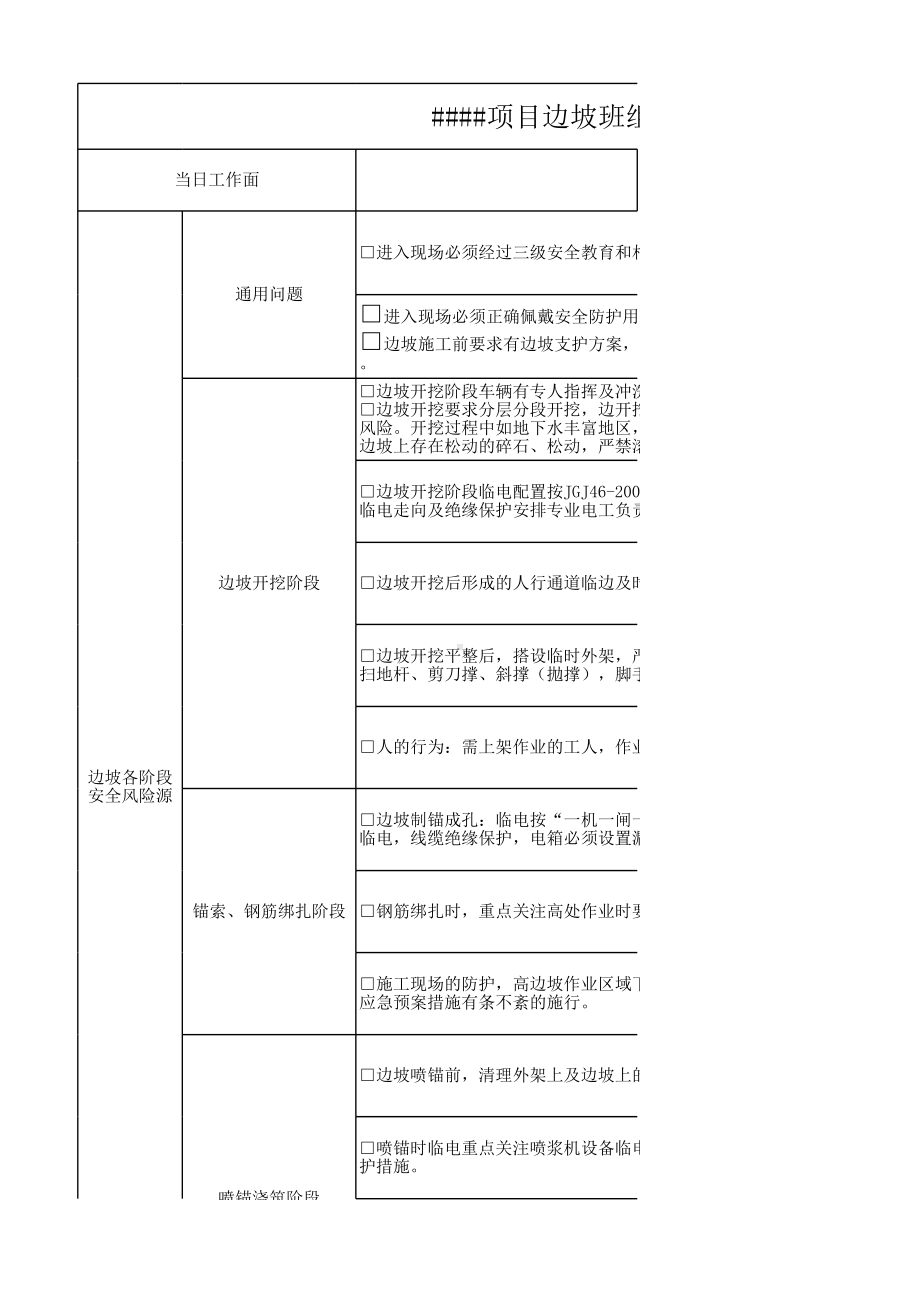 边坡安全生产指引表参考模板范本.xlsx_第1页