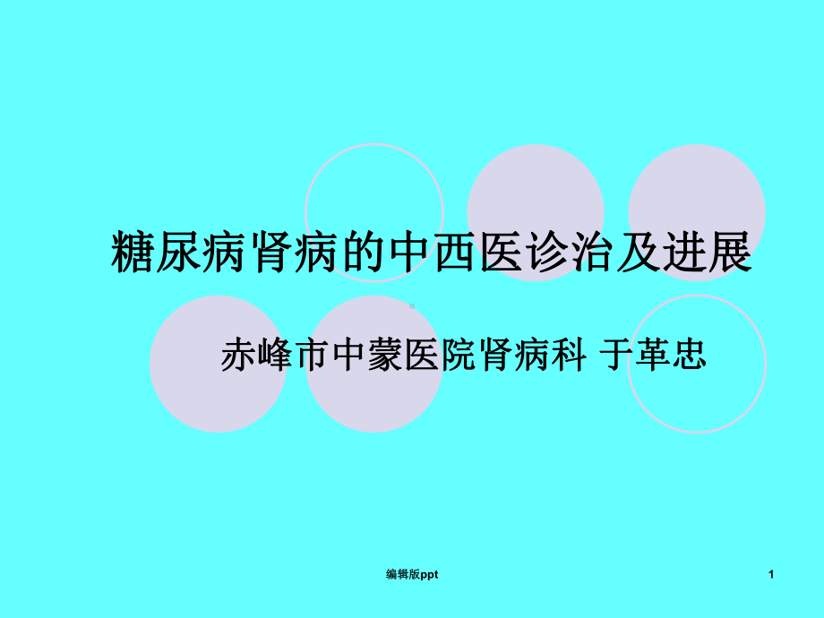 糖尿病肾病的中西医诊治及进展课件.ppt_第1页