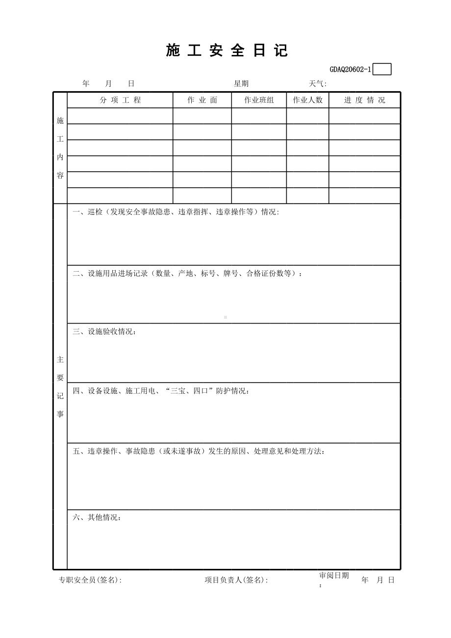 施工安全日记(含续表)参考模板范本.xls_第2页