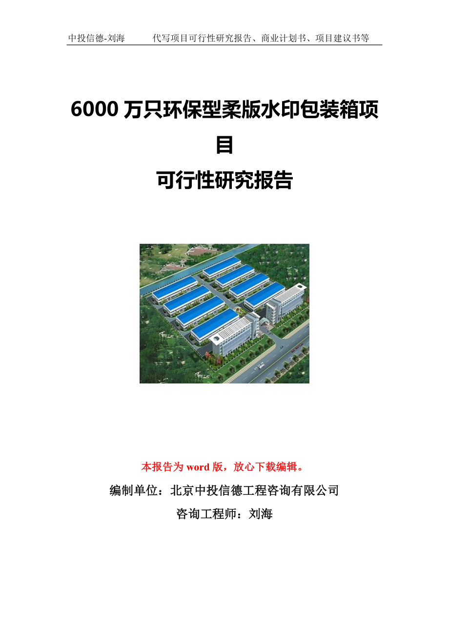 6000万只环保型柔版水印包装箱项目可行性研究报告写作模板立项备案文件.doc_第1页